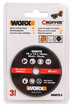 Отрезной диск по металлу WORX 76х1,2х10 мм (3шт.)