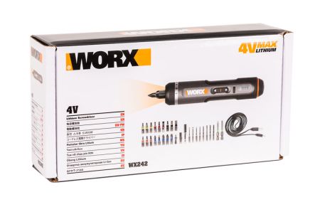 Отвертка аккумуляторная WORX WX242, 4В, 5Нм, 2Ач, набор оснастки