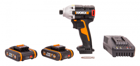 Винтоверт WORX WX261.9 аккумуляторный 20V, 230Нм, 2 аккумулятора по 2 Ач + зарядное устройство, в кейсе