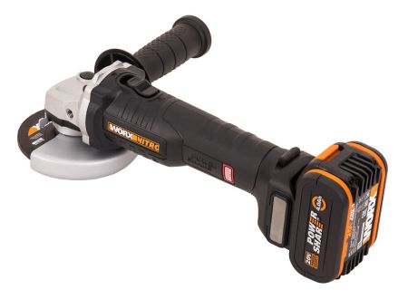Угловая шлифмашина бесщёточная аккумуляторная WORX WX813, 115мм, 20В, 4Ач х1, ЗУ 2А Угловая шлифмашина бесщёточная аккумуляторная WORX WX813, 115мм, 20В, 4Ач х1, ЗУ 2А