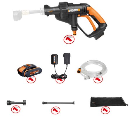 Мойка высокого давления WORX WG629E.9, аккумуляторная, 20В, 22 бар, Без аккумулятора и зарядного устройства