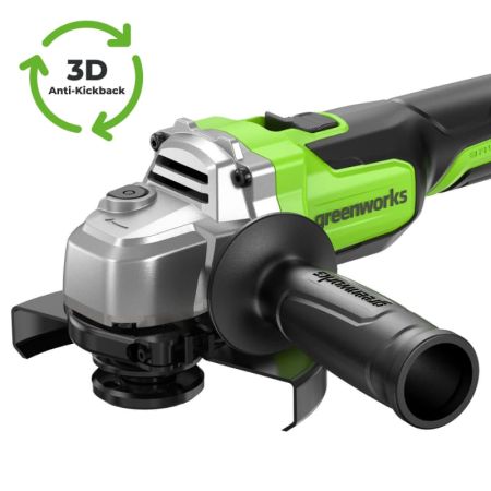 Угловая шлифовальная машина акк. GREENWORKS AG590, 24V, б/щет, 125 мм, 8500 об/мин, Anti-Kickback 