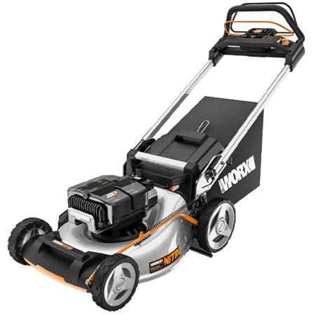 Самоходная газонокосилка WORX NITRO WG761E 80V 51см аккумуляторная бесщеточная, 4Ач х4, BASECAMP 4 х1А