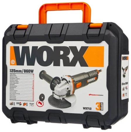 Угловая шлифмашина WORX WX712 электрическая 220V, 860Вт, 125мм, в кейсе Угловая шлифмашина WORX WX712 электрическая 220V, 860Вт, 125мм, в кейсе