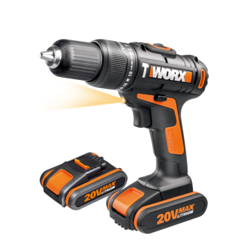 Дрель-шуруповерт ударная WORX WX371.3 аккумуляторная 20V 40Нм, с двумя АКБ на 1.5Ач и ЗУ в 0,4А