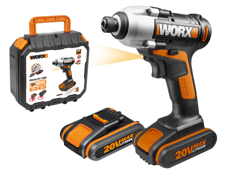 Винтоверт WORX WX290.1 аккумуляторный 20V, 107Нм, 2 аккумулятора по 2 Ач + зарядное устройство, в кейсе