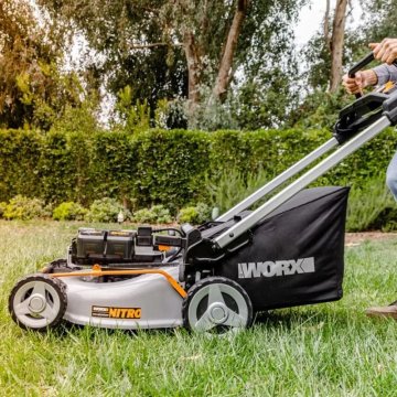 Самоходная газонокосилка WORX NITRO WG761E 80V 51см аккумуляторная бесщеточная, 4Ач х4, BASECAMP 4 х1А