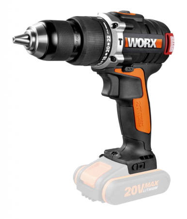 Дрель-шуруповерт ударная WORX WX354.9, аккумуляторная, 20V, 60Нм, бесщеточная, Без аккумулятора и зарядного устройства