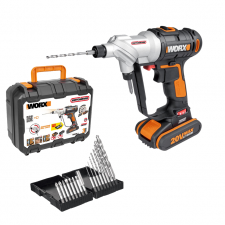 Дрель-шуруповерт аккумуляторная WORX Switchdriver WX176.9, 20Нм, 20В, 1 аккумулятор 2 Ач + зарядное устройство, в кейсе