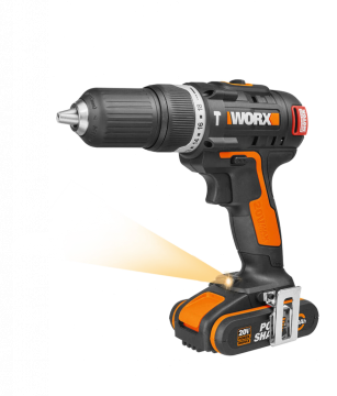 Дрель-шуруповерт ударная WORX WX367 аккумуляторная 20V 40Нм, бесщеточная