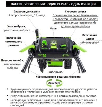 Снегоуборщик аккумуляторный самоходный Greenworks GD82ST56