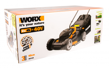 Газонокосилка аккумуляторная WORX WG743E.9, 40V Li Lawn Mower, 40см