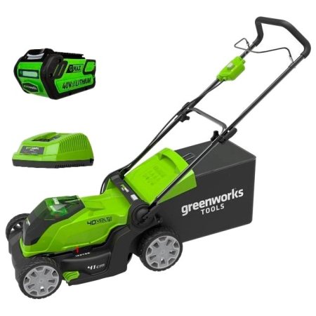 Газонокосилка аккумуляторная GREENWORKS G40LM41K3, 40V, 40 см, в комплекте с аккумулятором 3 а.ч и ЗУ