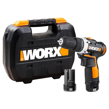 Дрель-шуруповерт аккумуляторная WORX WX128.3, 25Нм, 12В - 2,0Ач х2, + ЗУ, кейс