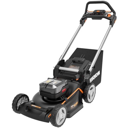 Самоходная газонокосилка WORX NITRO WG749E, 40V, 46см, аккумуляторная бесщеточная, 2 аккумулятора по 4 Ач + двойное ЗУ 2x2A