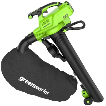 Воздуходувка-пылесос аккумуляторная GREENWORKS GD60BVII, 60V, бесщеточная Воздуходувка-пылесос аккумуляторная GREENWORKS GD60BVII, 60V, бесщеточная