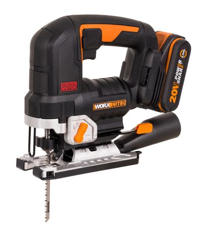 Лобзик аккумуляторный бесщёточный WORX WX542, 20В, 2,5Ач х1, ЗУ 2А, кейс