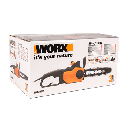 Цепная пила электрическая WORX WG305E, 1100 В, 25 см
