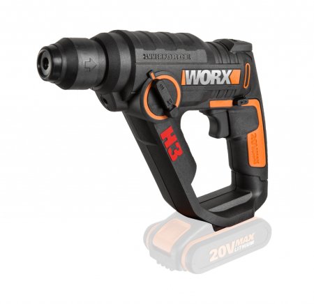 Перфоратор WORX WX390.1 H3, аккумуляторный 20V 1,2Дж, 2 аккумулятора по 2 Ач + зарядное устройство, в кейсе