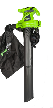 Воздуходув-садовый пылесос электрический GREENWORKS GBV2800, 2800W