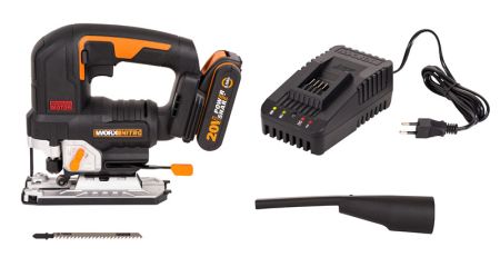 Лобзик аккумуляторный бесщёточный WORX WX542, 20В, 2,5Ач х1, ЗУ 2А, кейс