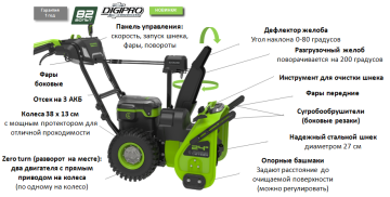 Снегоуборщик аккумуляторный самоходный Greenworks GD82ST56