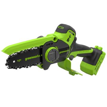 Цепная мини пила аккумуляторная GREENWORKS CS2410A,  24V, 10см, бесщеточная, с автоматической смазкой цепи (CS2410AA1)