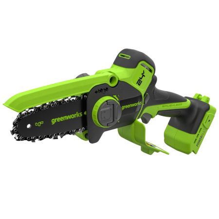 Цепная мини пила аккумуляторная GREENWORKS CS2410A,  24V, 10см, бесщеточная, с автоматической смазкой цепи (CS2410AA1)